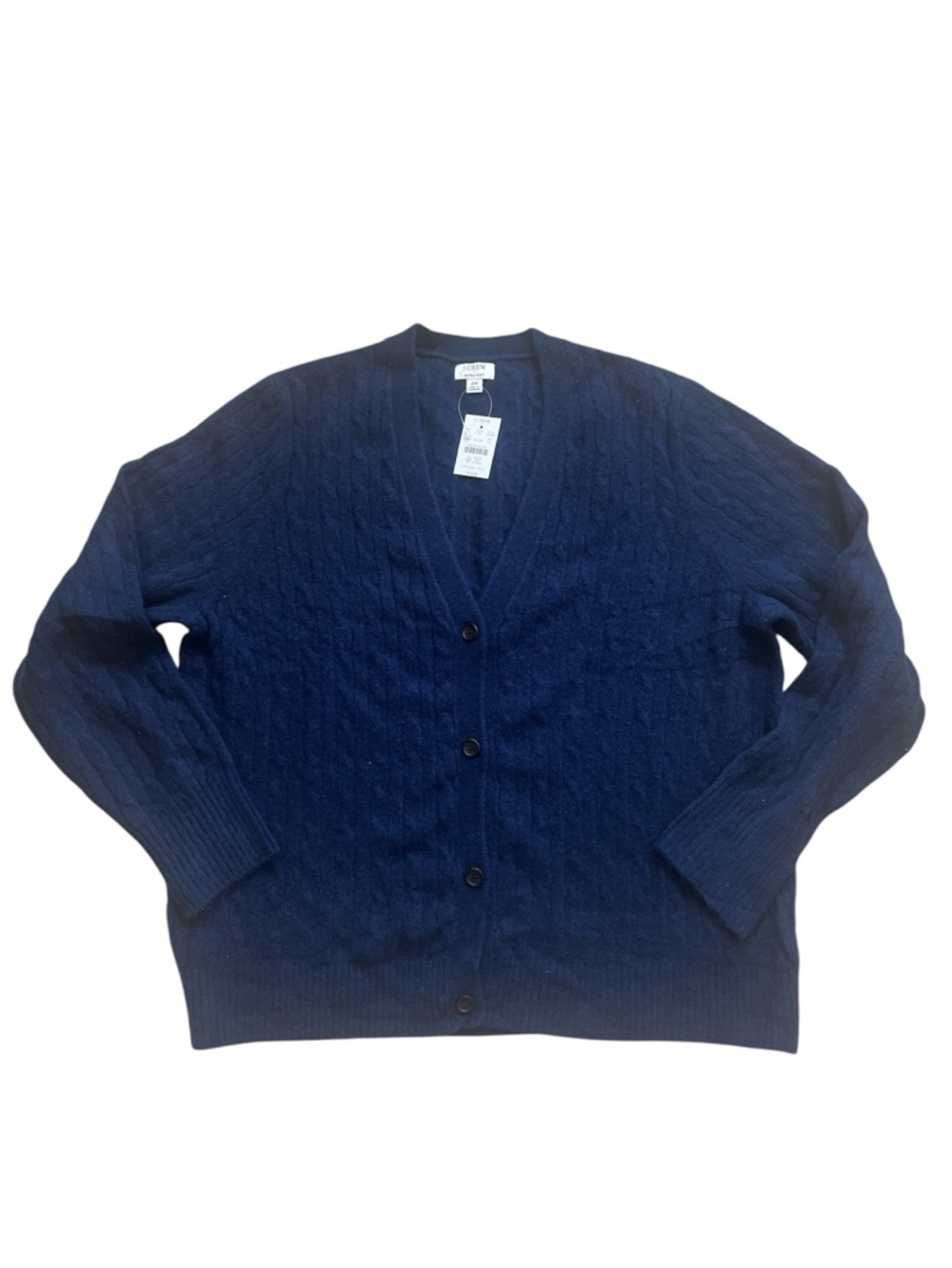 J. Crew Navy Cable Knit Button-Front Cardigan Extra Soft NWT 2x